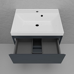 Style Line Тумба под раковину Манхэттен 60 Plus подвесная эмаль графит матовая – фотография-5